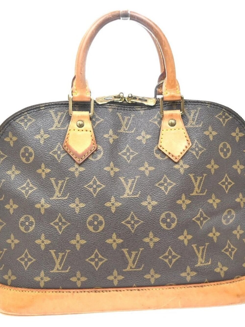 LOUIS VUITTON LV Logo Alma Hand Bag Monogram Leather Brown France M51130 70KD586